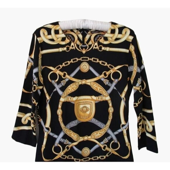 J. McLaughlin Sophia Dress Women's Size Small Black Light Yellow Cheshire Horse - Picture 6 of 9